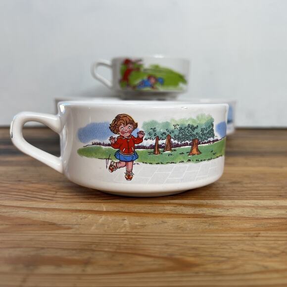 VTG Campbell’s Kids Soup Mugs – Set of 4 Boating Skiing Baseball Hopscotch Cups - Picture 4 of 13